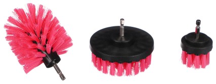 Rózsaszín autós tisztító fúrókefe készlet CAR DETAILING DRILL BRUSH PINK 3, 3 db