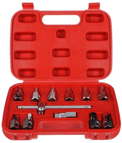 Olajleeresztő dugó szerszám készlet MECHANIC OIL DRAIN SET 12, hatszög + négyszög, 12 db